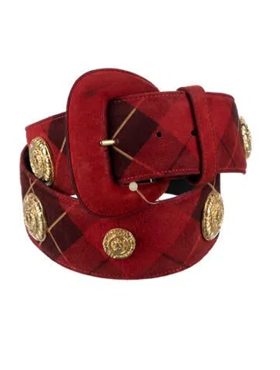 Pre-owned Escada Suede Waist Belt In Red