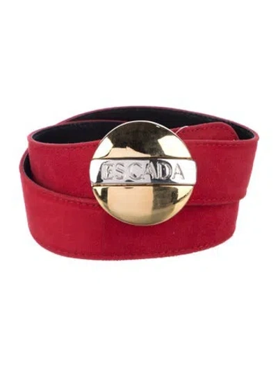 Pre-owned Escada Suede Waist Belt In Red