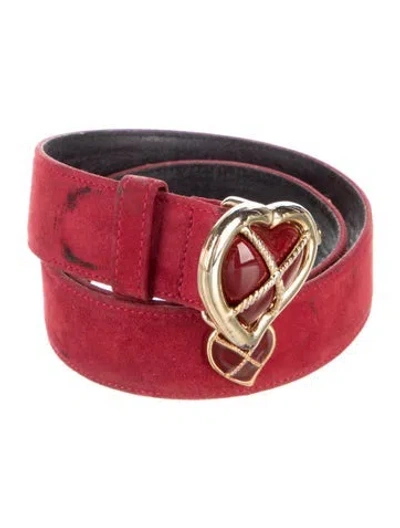 Pre-owned Escada Suede Waist Belt In Red
