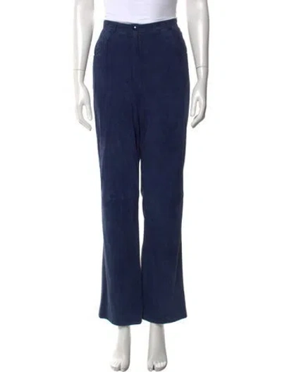 Pre-owned Escada Suede Wide Leg Pants In Blue