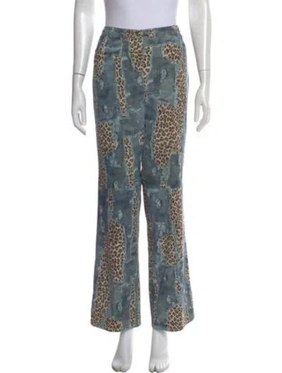 Pre-owned Escada Suede Wide Leg Pants In Blue