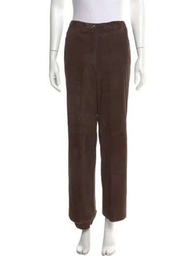 Pre-owned Escada Suede Wide Leg Pants In Brown