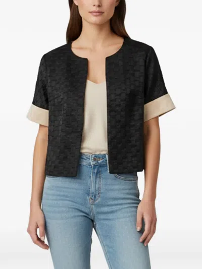 Pre-owned Escada Textured Short-sleeve Jacket In Black