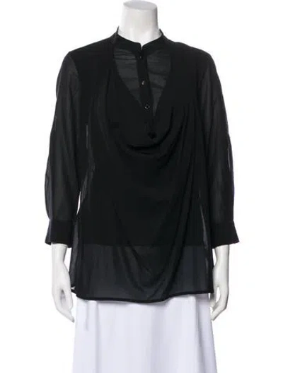 Pre-owned Escada Three-quarter Sleeve Blouse In Black
