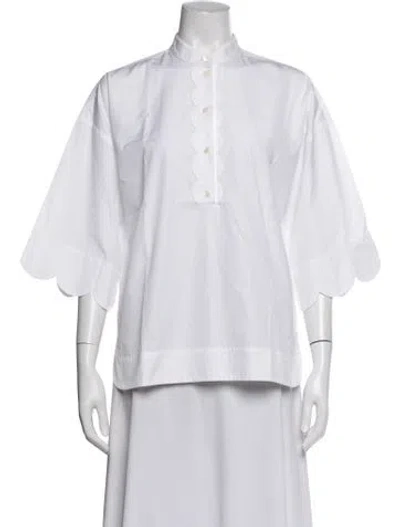 Pre-owned Escada Three-quarter Sleeve Blouse In White