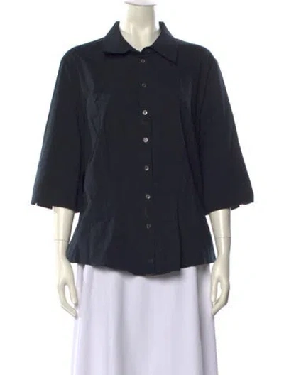 Pre-owned Escada Three-quarter Sleeve Button-up Top In Black
