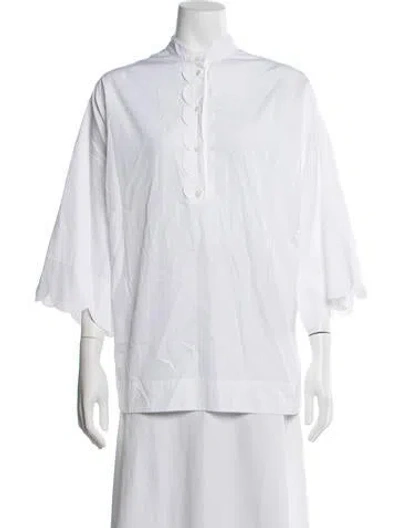 Pre-owned Escada Three-quarter Sleeve Top In White
