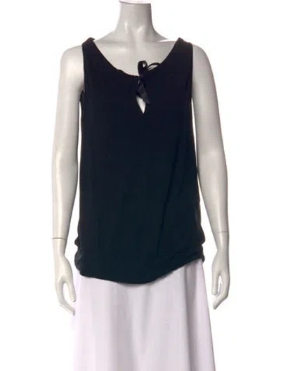 Pre-owned Escada Tie Neck Sleeveless Top In Black