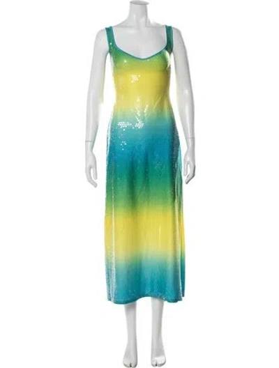 Pre-owned Escada Tie-dye Print Long Dress In Multi
