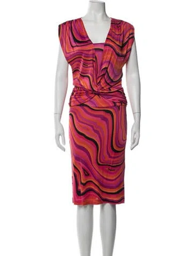 Pre-owned Escada Tie-dye Print Midi Length Dress In Multicolor