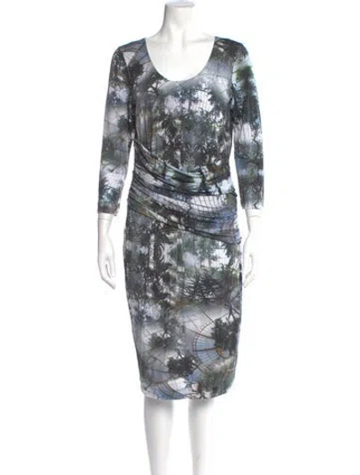 Pre-owned Escada Tie-dye Print Midi Length Dress In Neutral