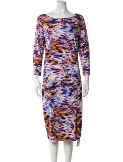 Pre-owned Escada Tie-dye Print Midi Length Dress In Purple