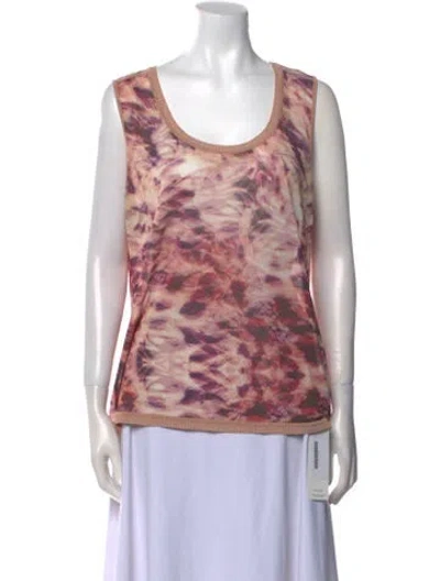 Pre-owned Escada Tie-dye Print Scoop Neck Top In Pink