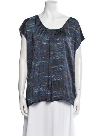 Pre-owned Escada Tie-dye Print Scoop Neck T-shirt In Blue