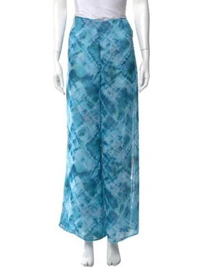 Pre-owned Escada Tie-dye Print Wide Leg Pants In Blue