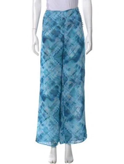Pre-owned Escada Tie-dye Print Wide Leg Pants In Blue
