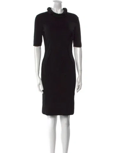 Pre-owned Escada Turtleneck Knee-length Dress In Black