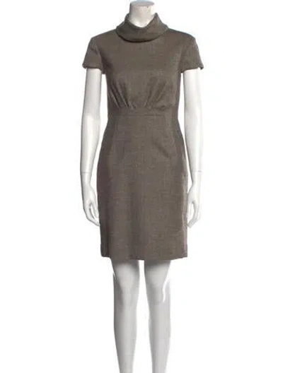 Pre-owned Escada Turtleneck Mini Dress In Brown