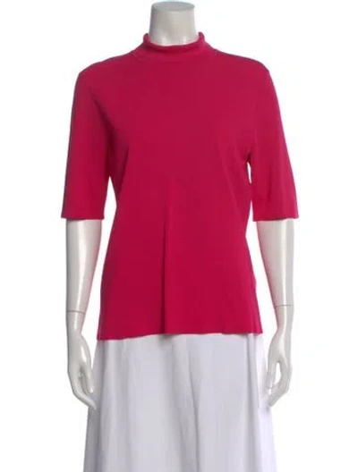 Pre-owned Escada Turtleneck Short Sleeve Top In Red