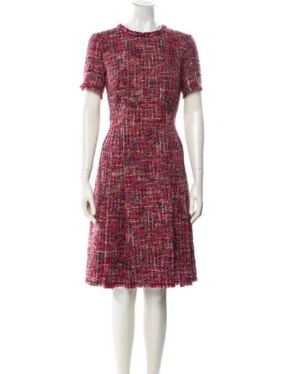 Pre-owned Escada Tweed Knee-length Dress In Pink