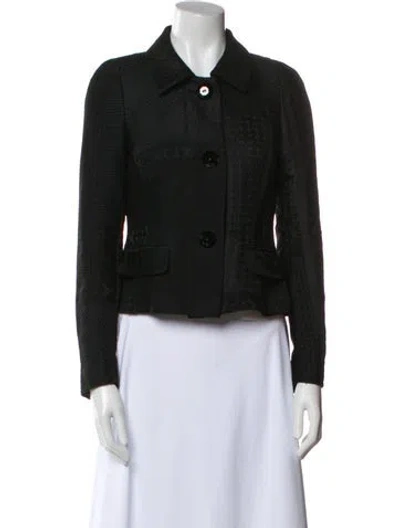 Pre-owned Escada Tweed Pattern Blazer In Black