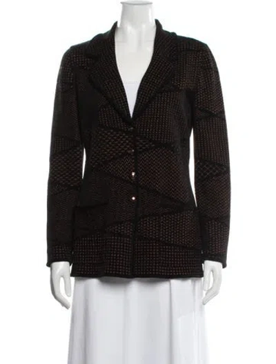 Pre-owned Escada Tweed Pattern Blazer In Black