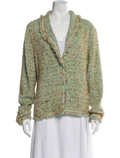 Pre-owned Escada Tweed Pattern Blazer In Blue