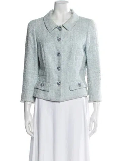 Pre-owned Escada Tweed Pattern Blazer In Blue