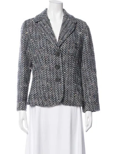Pre-owned Escada Tweed Pattern Blazer In Blue