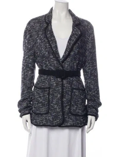 Pre-owned Escada Tweed Pattern Blazer In Blue