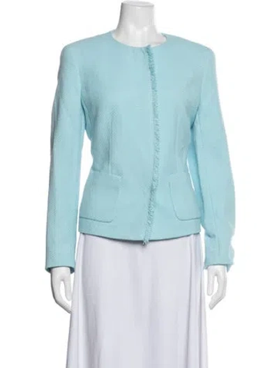 Pre-owned Escada Tweed Pattern Blazer In Blue