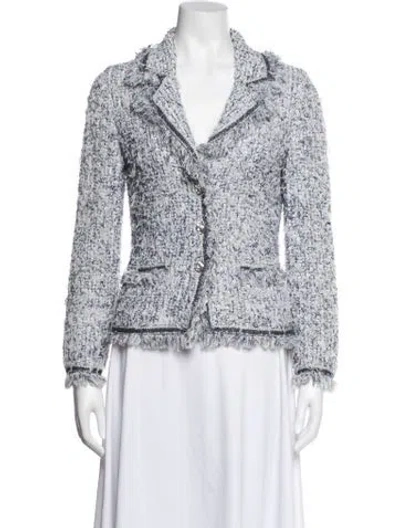 Pre-owned Escada Tweed Pattern Blazer In Blue/white