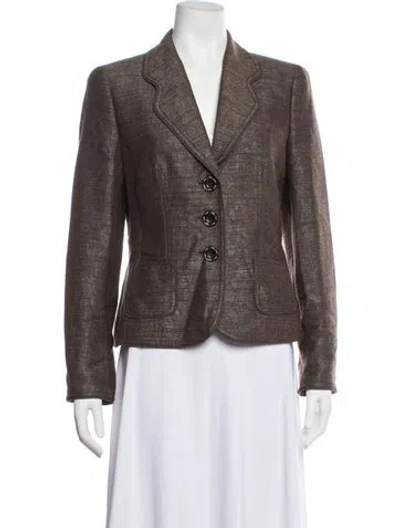 Pre-owned Escada Tweed Pattern Blazer In Brown