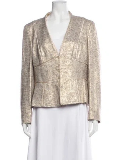 Pre-owned Escada Tweed Pattern Blazer In Gold