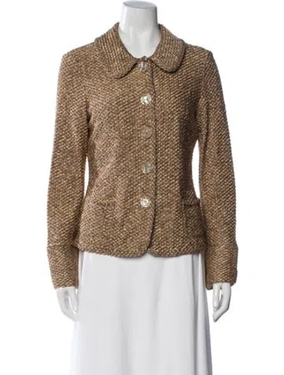 Pre-owned Escada Tweed Pattern Blazer In Gold