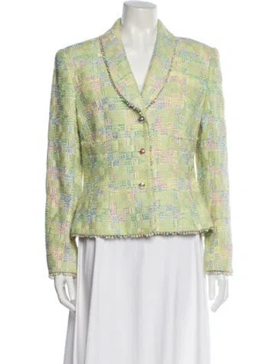 Pre-owned Escada Tweed Pattern Blazer In Green
