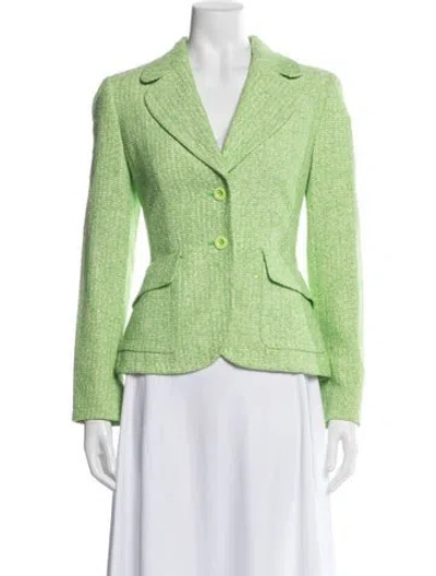 Pre-owned Escada Tweed Pattern Blazer In Green