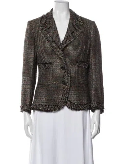 Pre-owned Escada Tweed Pattern Blazer In Green