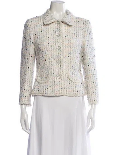 Pre-owned Escada Tweed Pattern Blazer In Metallic/pink