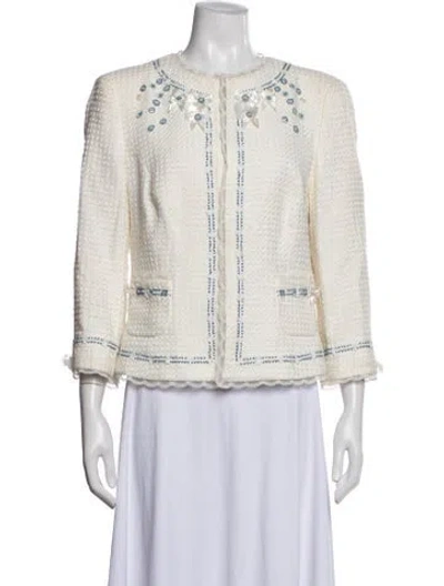 Pre-owned Escada Tweed Pattern Blazer In Neutrals