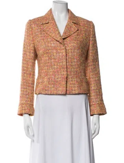 Pre-owned Escada Tweed Pattern Blazer In Orange