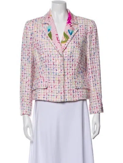 Pre-owned Escada Tweed Pattern Blazer In Pink