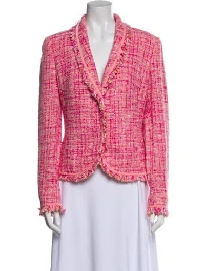 Pre-owned Escada Tweed Pattern Blazer In Pink