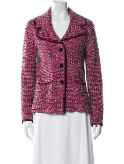 Pre-owned Escada Tweed Pattern Blazer In Pink