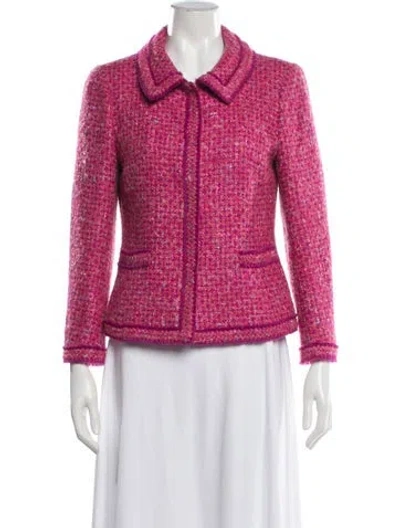 Pre-owned Escada Tweed Pattern Blazer In Pink