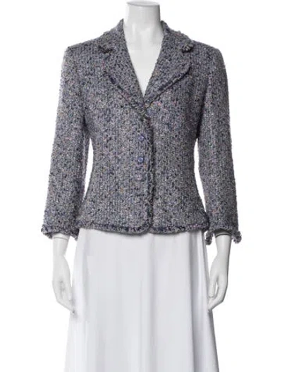 Pre-owned Escada Tweed Pattern Blazer In Purple