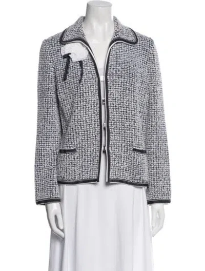Pre-owned Escada Tweed Pattern Blazer In White