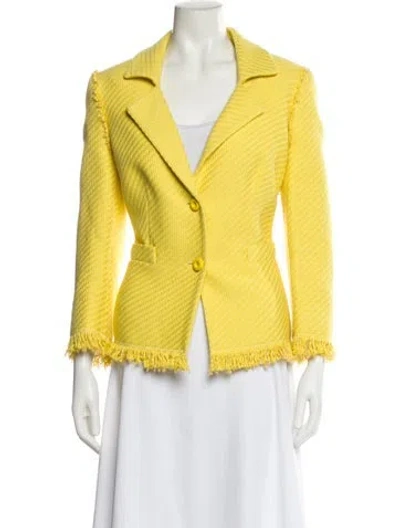Pre-owned Escada Tweed Pattern Blazer In Yellow