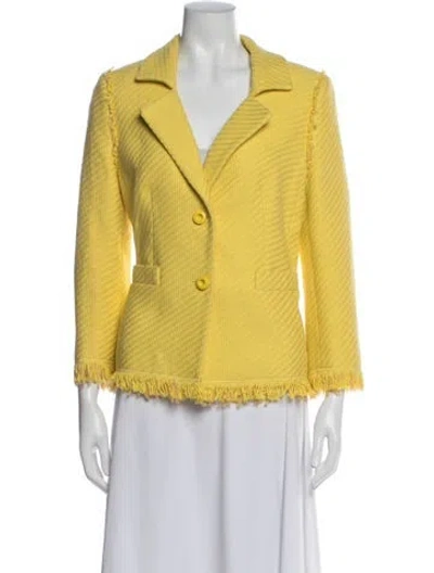 Pre-owned Escada Tweed Pattern Blazer In Yellow