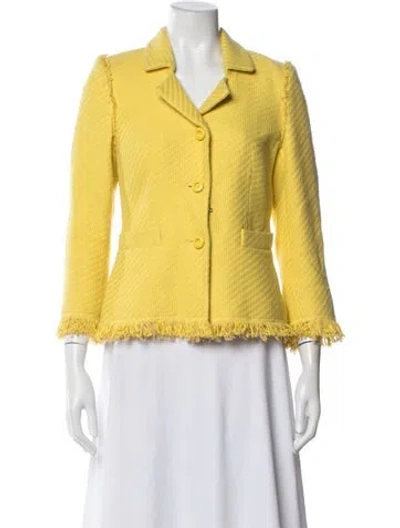 Pre-owned Escada Tweed Pattern Blazer In Yellow